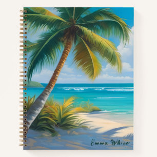 Cuaderno Paraíso Tropical Mar & Palmeras Monograma