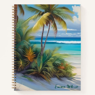 Cuaderno Paraíso Tropical Mar & Palmeras Monograma