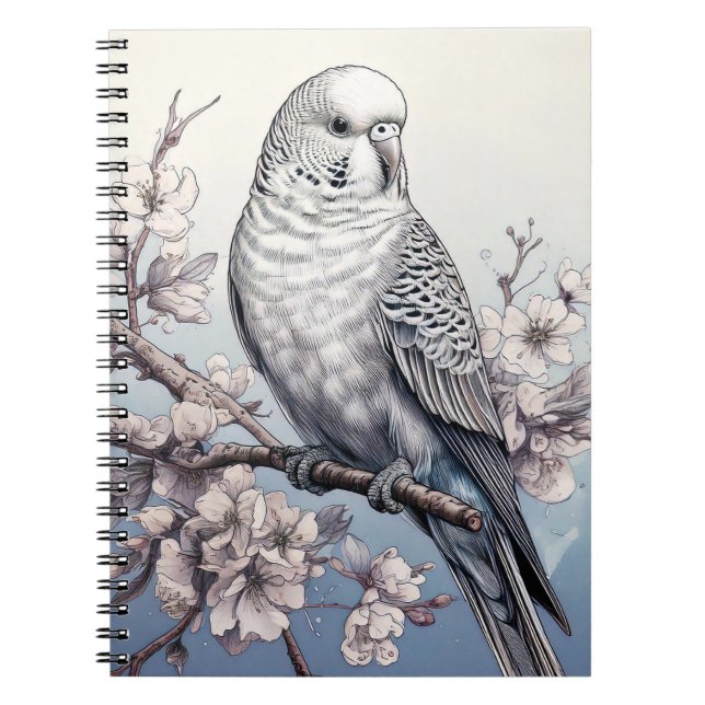 Cuaderno Parakeet en un bloc de notas azul suave (Frente)