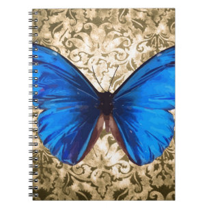 Cuaderno Paramasca de mariposa monarca azul Arte vintage