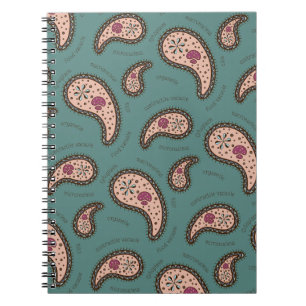 Cuaderno Paramecia Paisley Biología Ciencia Verde azulada