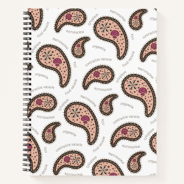Cuaderno Paramecia Paisley Biología Personalizable Blanco (Anverso)