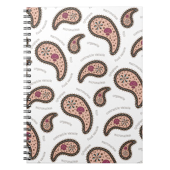 Cuaderno Paramecia Paisley Biología Personalizable Blanco (Frente)