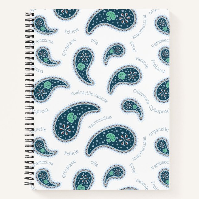 Cuaderno Paramecia Paisley Protozoo Ciencia Biológica (Anverso)