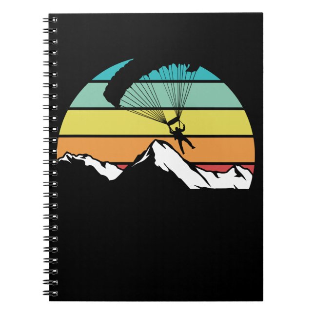 Cuaderno Parapente de las Montañas Retro de Paracaídas (Frente)