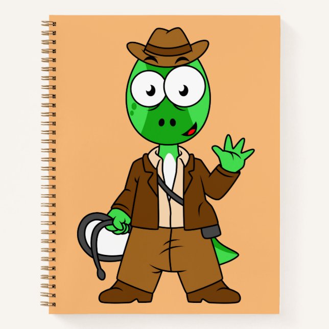 Cuaderno Parasaurolophus Vestido Como Indiana Jones. (Anverso)