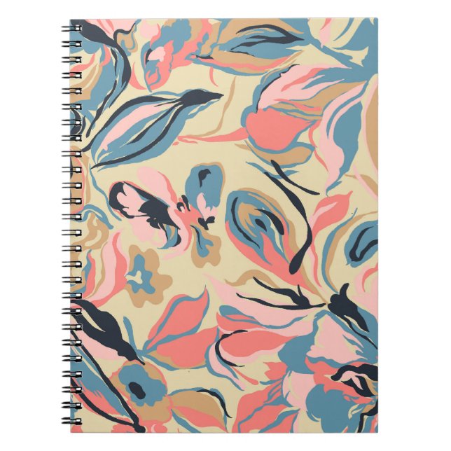 Cuaderno Parche abstracto: crema floral geométrica. (Frente)