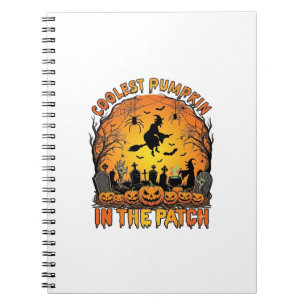 Cuaderno Parche de Calabaza más Cool Halloween Bruja Arañas