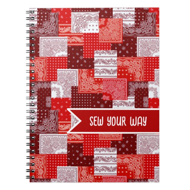 Cuaderno Parche de costura personalizado con estampado de b (Frente)