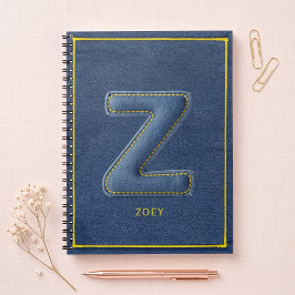 Cuaderno Parche de letra Z monograma cosido falso de mezcli