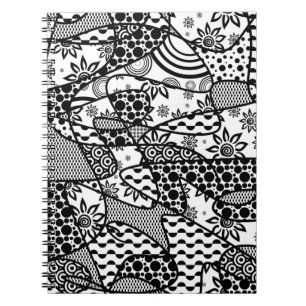 Cuaderno Parche de patchwork de patrón blanco y negro 03