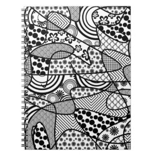 Cuaderno Parche de Patrón de Negro y Blanco 02