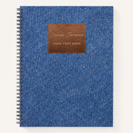 Cuaderno Parche moderno de cuero textil de denim azul oscur