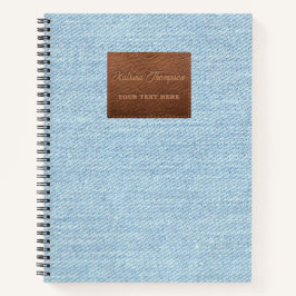 Cuaderno Parche moderno de cuero textil para jeans de denim