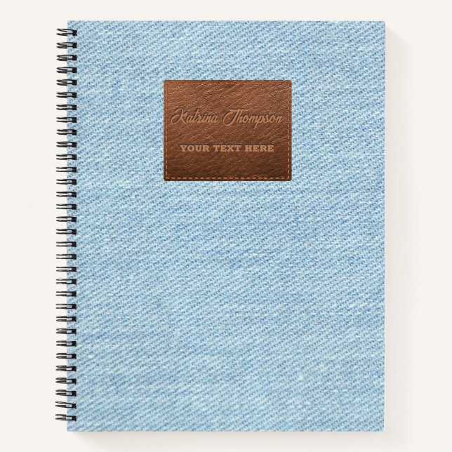 Cuaderno Parche moderno de cuero textil para jeans de denim (Anverso)
