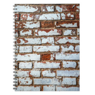 Cuaderno Pared de ladrillo antiguo con chapa blanca rociada