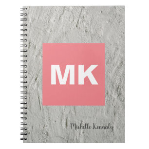 Cuaderno Pared gris monograma rosa profesional moderno