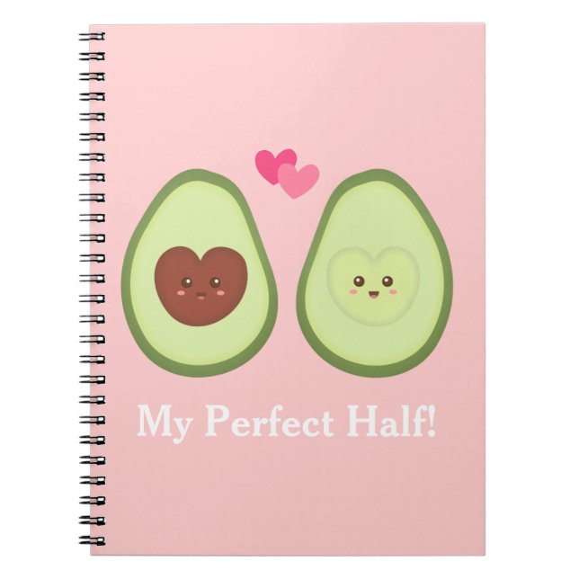 Cuaderno Pareja de aguacates lindos enamorados, mi mitad pe (Frente)