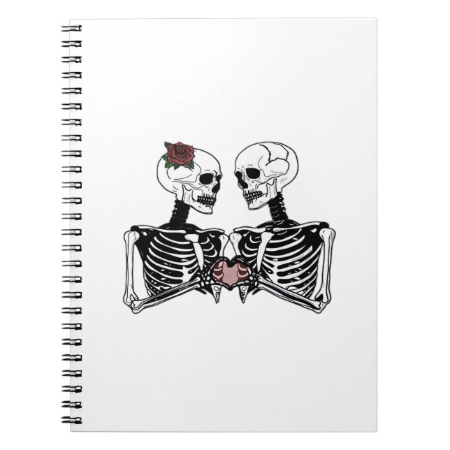 Cuaderno Pareja De Esqueleto Romántico - Gótico Con Manos D (Frente)