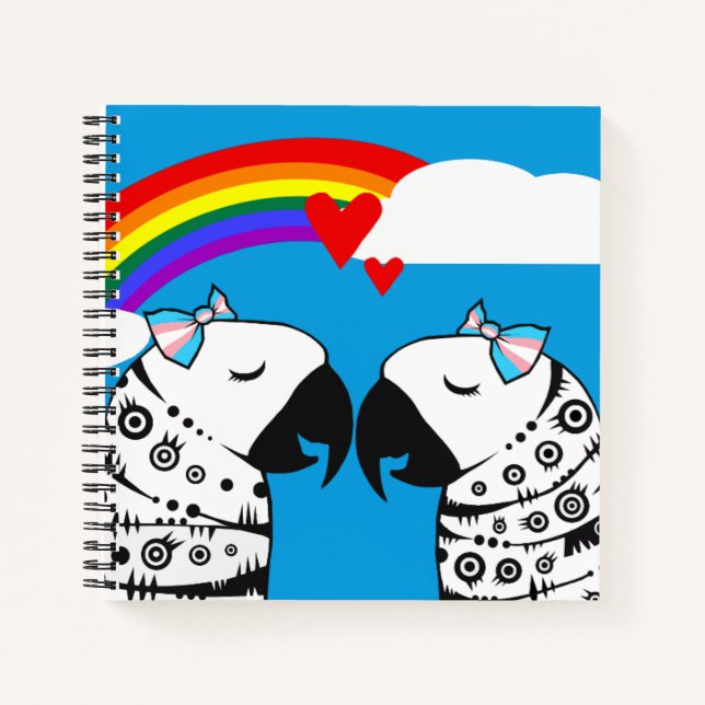 Cuaderno Pareja de loros lesbianos transgénero (Anverso)