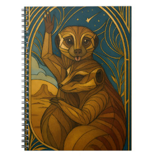 Cuaderno Pareja De Meerkat Estilizada Bajo Cielo Estelar