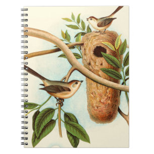 Cuaderno Pareja de pájaro en nido posada en una rama