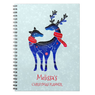Cuaderno Pareja de renos de Navidades nórdicos azules