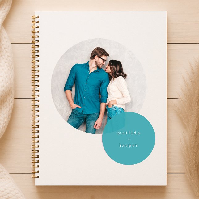Cuaderno Pareja Foto Círculo Verde azulado moderno Blanco m (Subido por el creador)