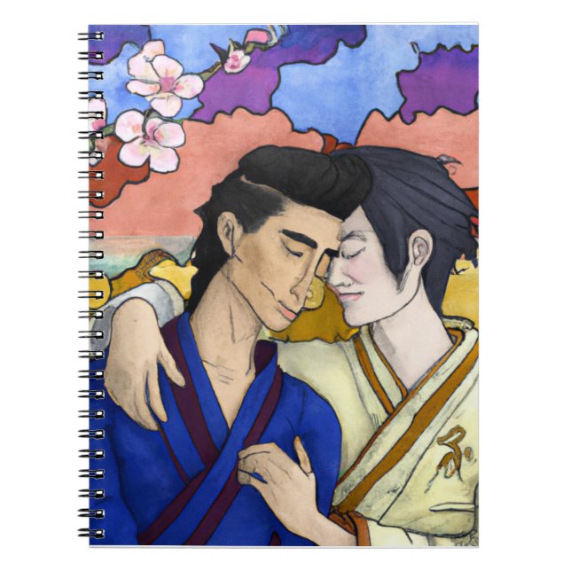 Cuaderno Pareja gay al estilo del arte japonés Ukiyo-e (Frente)