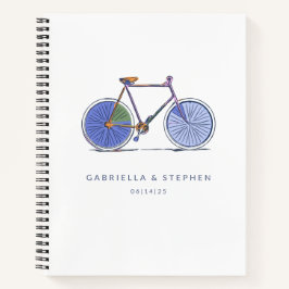 Cuaderno Pareja personalizada Nombre Boda Bicicleta Púrpura
