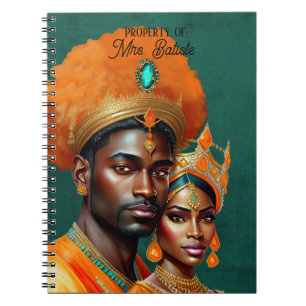 Cuaderno Pareja Real Rey Reina Naranja Dorado Turquesa
