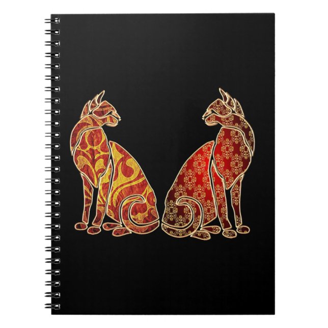 Cuaderno Pareja roja y dorada de gato (Frente)