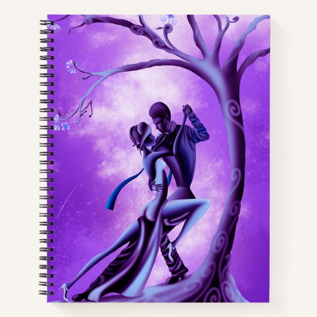 Cuaderno Pareja romántica bailando con morado de tango (Anverso)