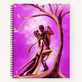 Cuaderno Pareja romántica bailando el amarillo rosado del t