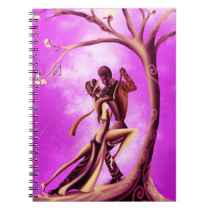 Cuaderno Pareja romántica bailando el amarillo rosado del t