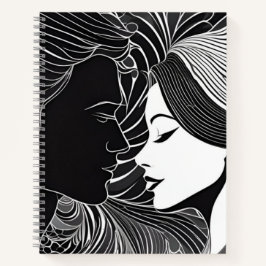 Cuaderno Pareja romántica de silueta blanca y negra