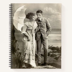 Cuaderno Pareja romántica vintage con parasol