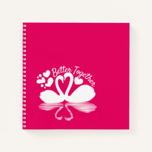 Cuaderno Pareja Silueta de Cisnes Reflejada en el Agua