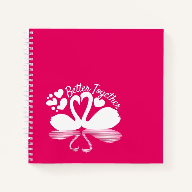 Cuaderno Pareja Silueta de Cisnes Reflejada en el Agua (Anverso)