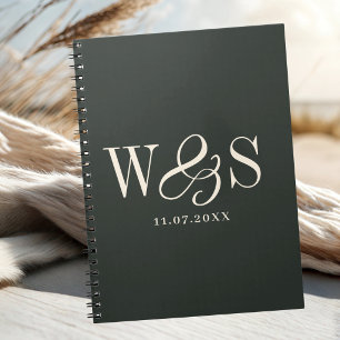Cuaderno Parejas de novios con inicial de ébano elegante