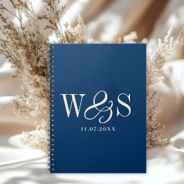 Cuaderno Parejas de novios con inicial en azul marino elega