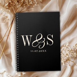 Cuaderno Parejas de novios con inicial negra elegante