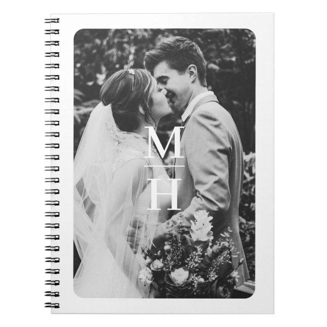 Cuaderno Parejas Iniciales Monograma de fotografía retro (Frente)