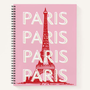 Cuaderno París, arte de viajes, arte retro, rosa