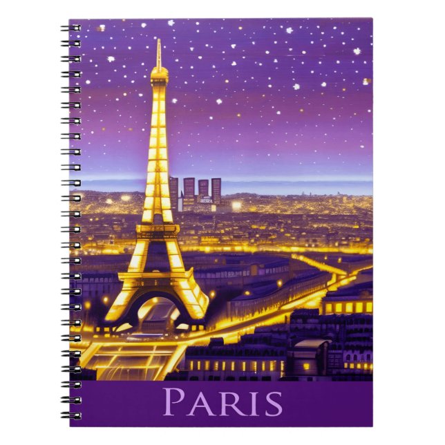 Cuaderno París bajo un cielo estrellado morado (Frente)