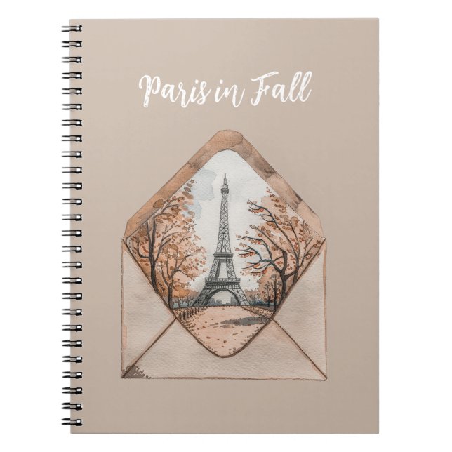 Cuaderno París en otoño sobre el Envelope de la Torre Eiffe (Frente)