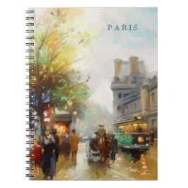 Cuaderno París en un día lluvioso. Acuarela. Portátil de re