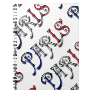 Cuaderno Paris Francia Bandera Francesa Colores Tipografía