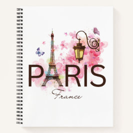 Cuaderno Paris Francia Eiffel Tower Vintange Lamp Bicbicicl