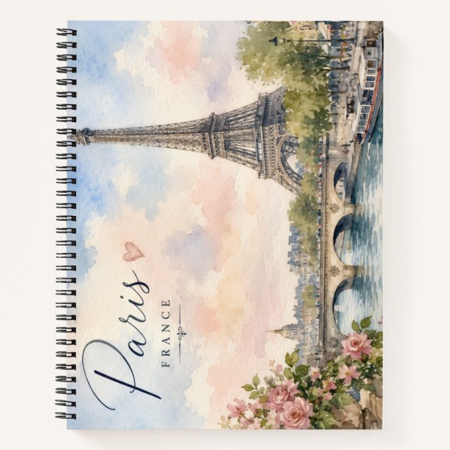 Cuaderno París Francia Torre Eiffel río Sena  (Anverso)